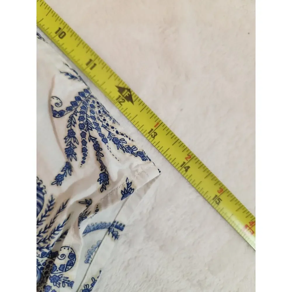 Banana Republic Floral Shirt Mens Small Blue Short Sleeve Beach 60s 60s Retro